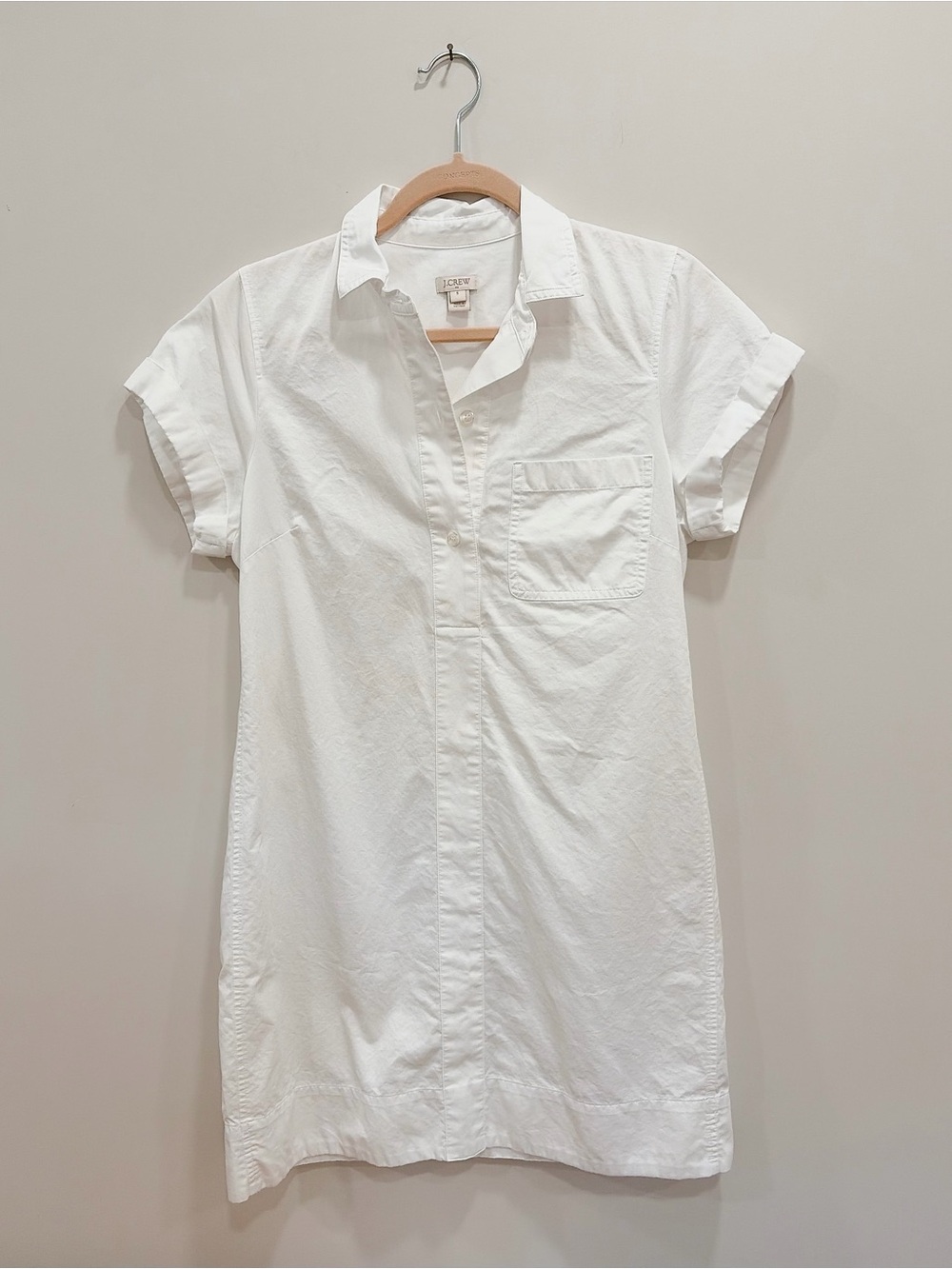 J. Crew White Short-Sleeve Button-Front Shirt Dress